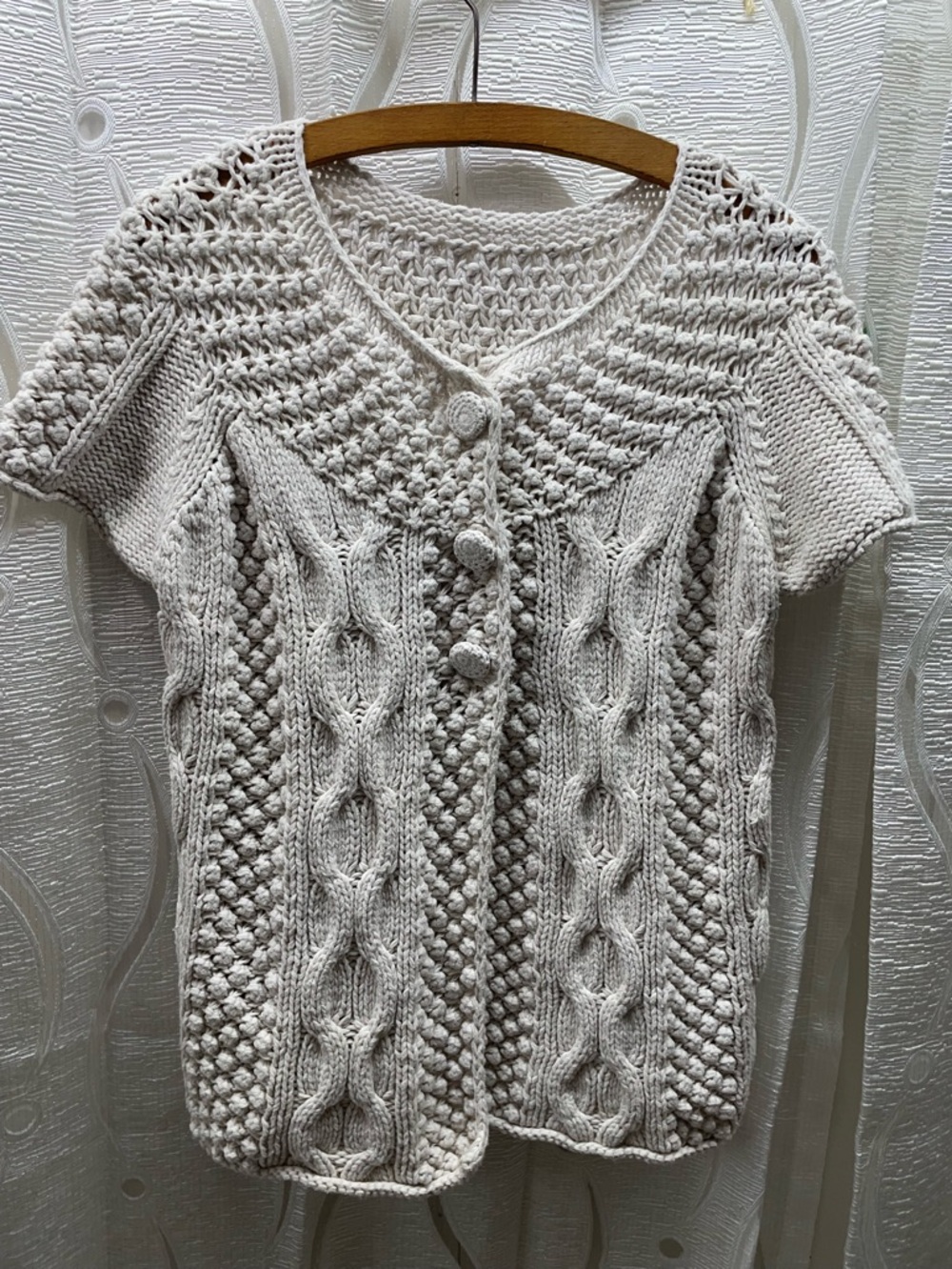Soyaconcept Cardigan Womens L Cream Excellent Ruski 1 Short Sleeve Cable‎ Knit